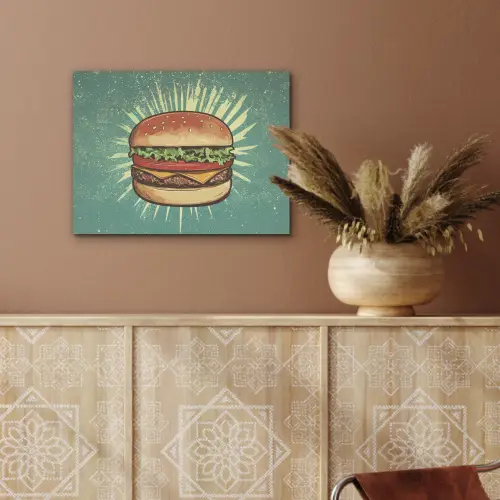 Hamburger - Illustratie - Sla - Kaas PET vilt klein -sfeer4