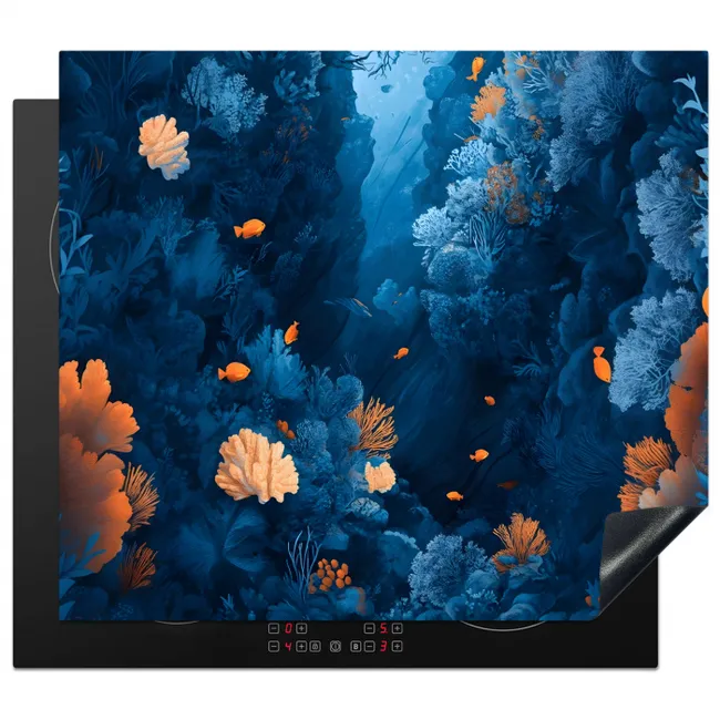 Koraalrif - Vissen - Oceaan - Blauw Inductie beschermer vinyl 3mm middel -3d