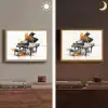Piano - Oranje - Zwart - schets lijnen Light Box met batterij (Wandlamp) middel -sfeer3