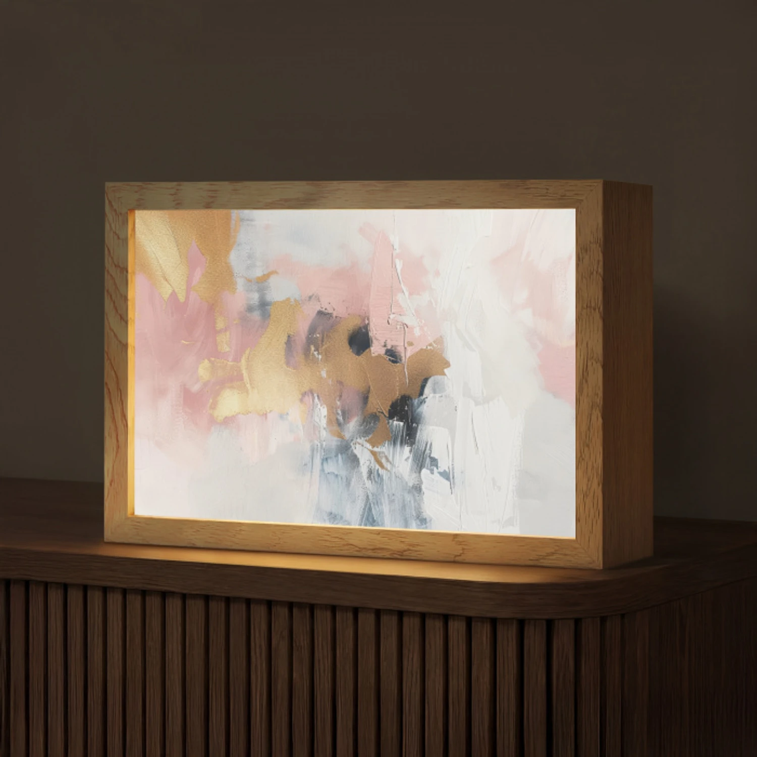 Abstract - Pastel kleuren - Goud - Modern - Aesthetic Light Box met kabel (Tafellamp) klein -z3d_website