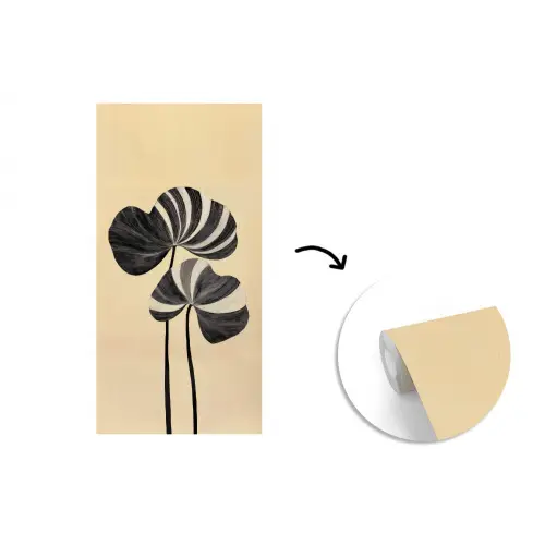 Zwart - Bladeren - Strepen - Minimalistisch fotobehang vinyl groot -3d
