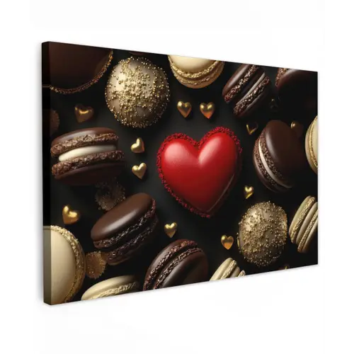 Macarons - Rood - Hart Tuinposter op houten frame 2 cm dik klein -3d