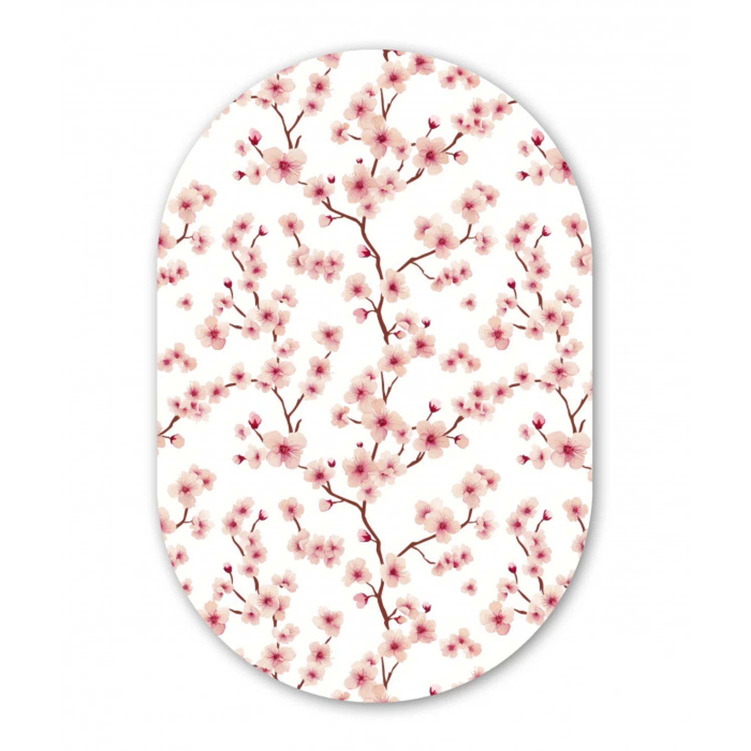 Kersenbloesem - Takken - Roze Wandcirkel Ovaal Aluminium middel 839 -3d