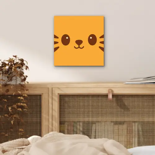 Kat - Simplistisch - Oranje - Vrolijk aluminium wit klein -sfeer3