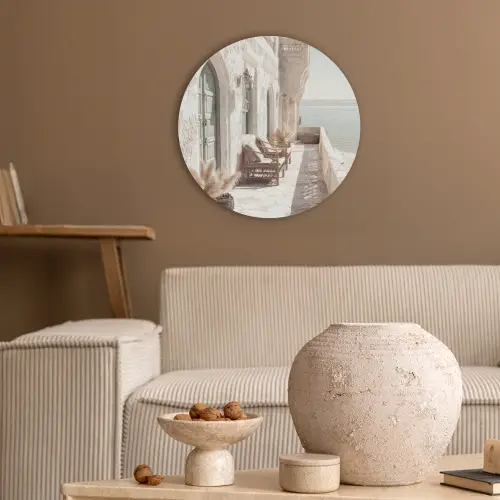 Terras - Stoelen - Strand - Beige Akoestische PET Vilt - Rond klein -sfeer1