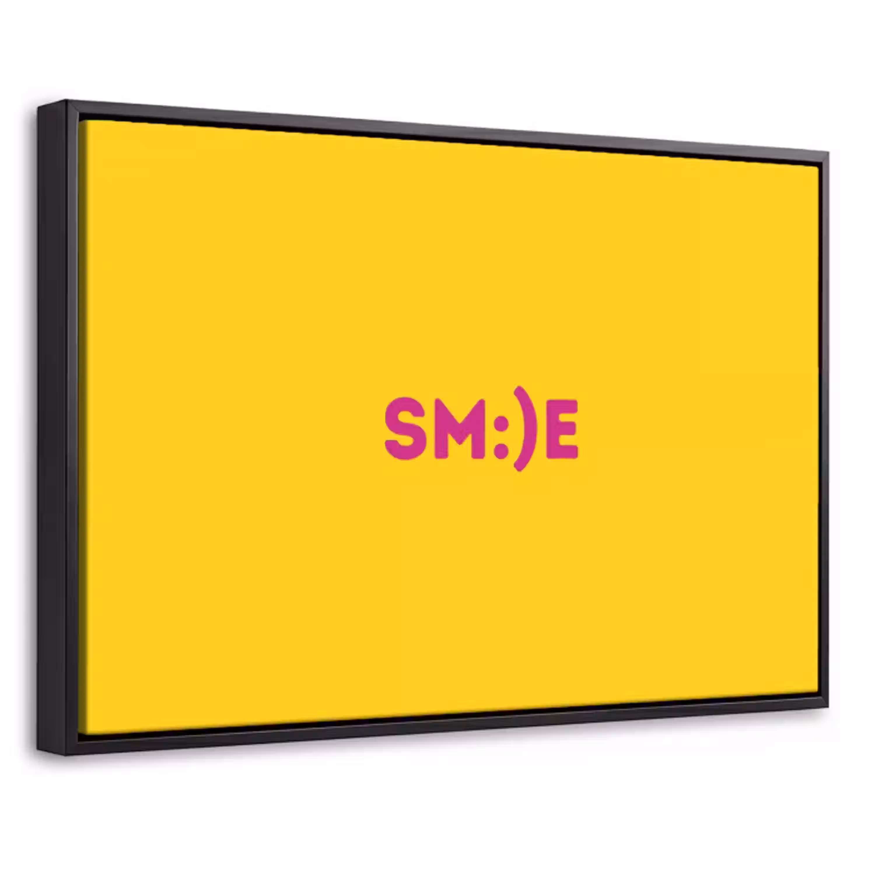Smile - Roze - Geel Canvas met baklijst klein -threedimensional_3d_global