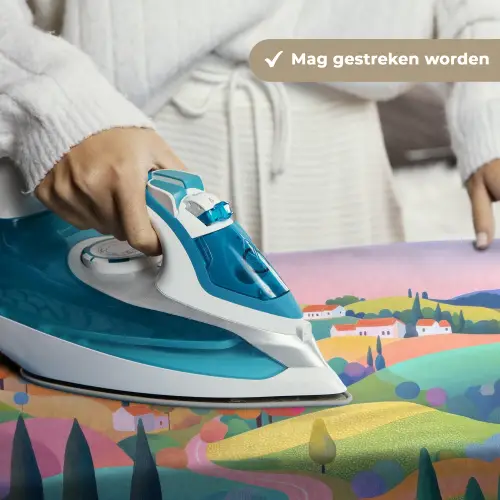 Landschap - Paars - Pastel - Huizen Wandkleed katoen klein -sfeer9