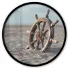 Scheepsstuur - Hout - Bruin - Zand Fotolijst rond zonder passe partout klein -3d