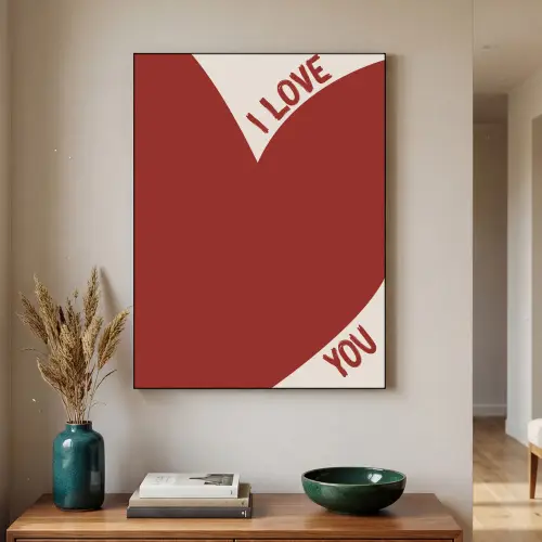 Loveyou - Rood - Hart Textielframe zwart klein -sfeer1