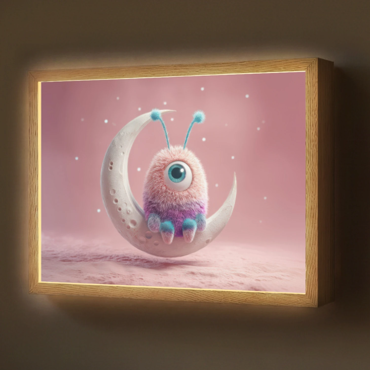 Maan - Monster - Roze Light Box met batterij (Wandlamp) middel -z3d_website