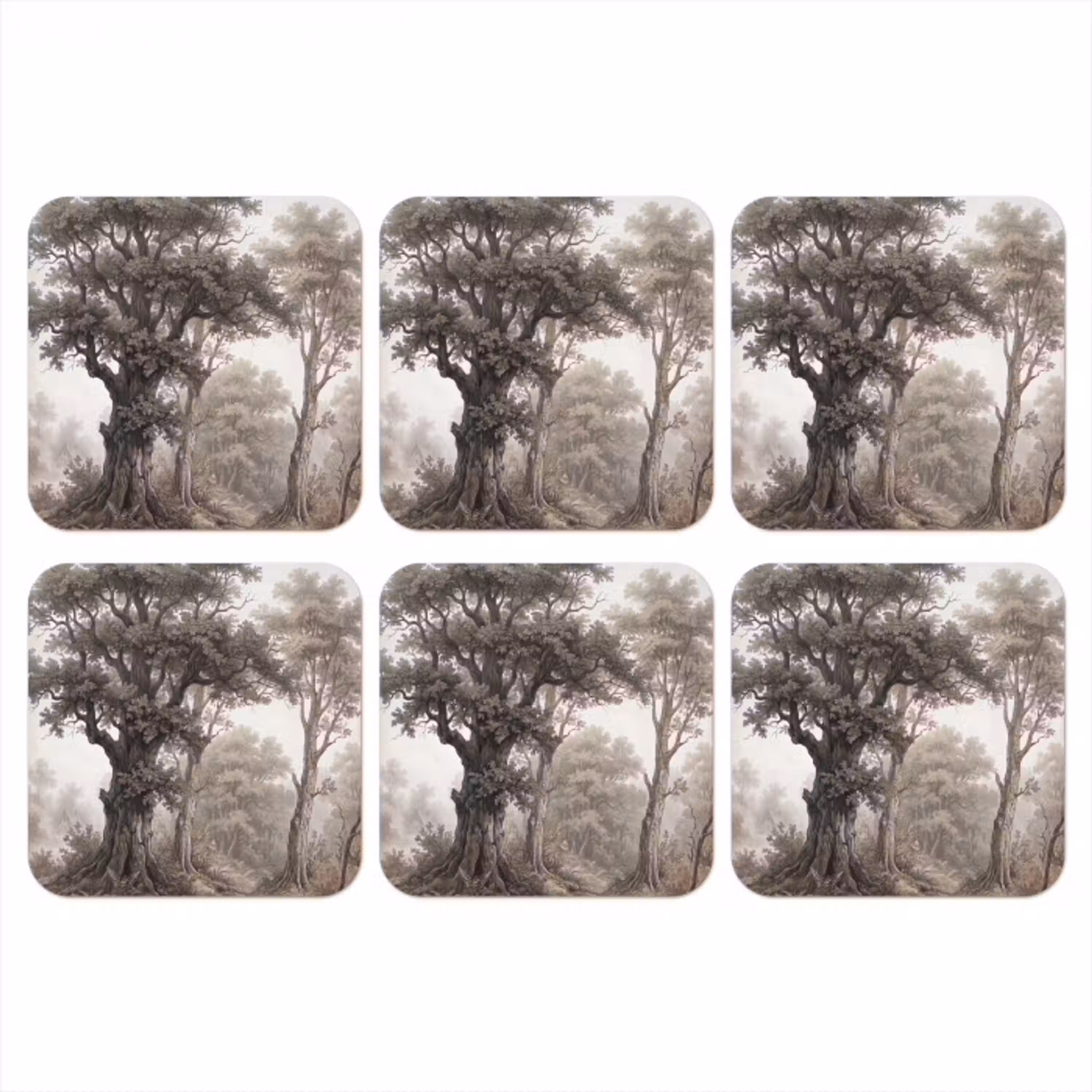Natuur - Bos - Eik onderzetter kurk middel -3d