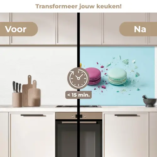 Macarons - Kleurrijk - Pastel keuken achterwand 2 middel -voor-na2_NL