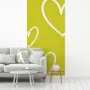 Groen - Hartjes - Wit fotobehang vinyl groot -woonkamer
