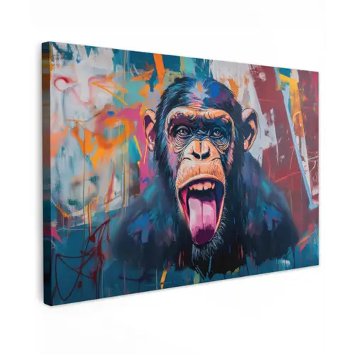 Aap - Tong - Abstract - Zwart canvas 2cm klein -z3d
