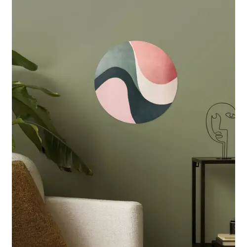 Abstract - Golven - Sierlijk - Roze Wandcirkel behangsticker klein -sfeer2