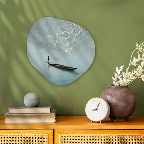 Bloesems - Minimalistisch - Wateroppervlak - Boot Wandcirkel Organisch Forex 3mm klein -sfeer2