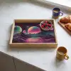 Landschap - Planeten - Horizon - Paars Dienblad Rechthoek middel -sfeer2
