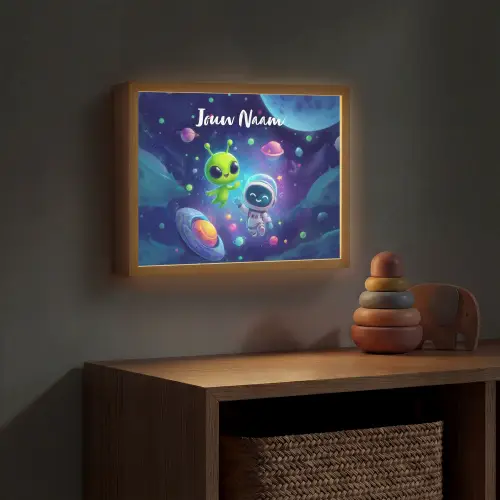 Alien - Astronaut - Ruimte - Planeten Light Box met batterij (Wandlamp kind) middel -sfeer5_kind