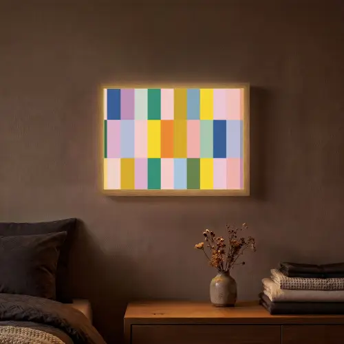 Stroken - Blauw - Patroon - Abstract Light Box met batterij (Wandlamp) middel -sfeer4