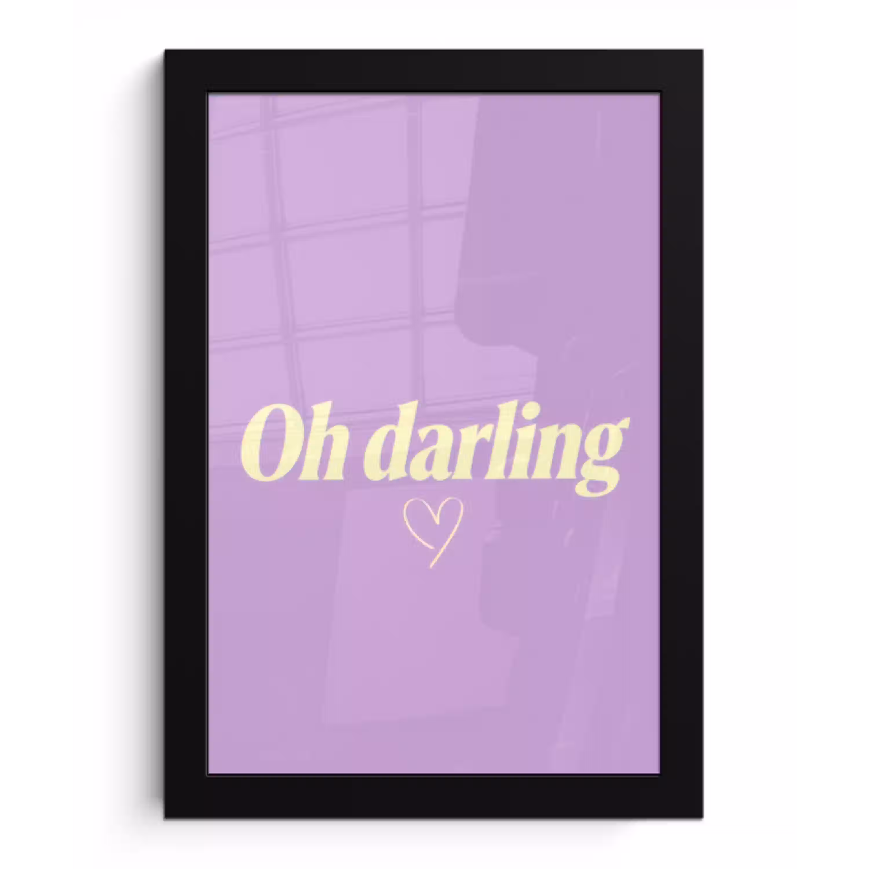 Oh darling - Hart - Paars fotolijst zwart zonder passe partout klein -3d