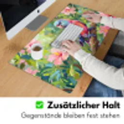 Papagaai - Hibiscusbloemen - Kleurrijk Muismat XXL klein -ysfeer3_duits