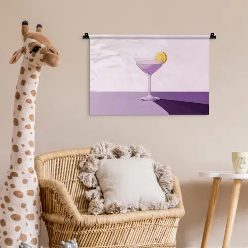 Cocktail - Paars - Minimalistisch - Citroen Wandkleed katoen klein -wsfeer5_kind