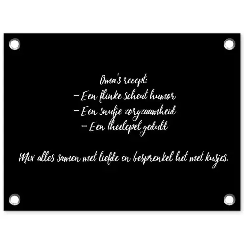 Oma's recept - Koken - Quotes - Spreuken - Oma tuinposter los doek klein -3d