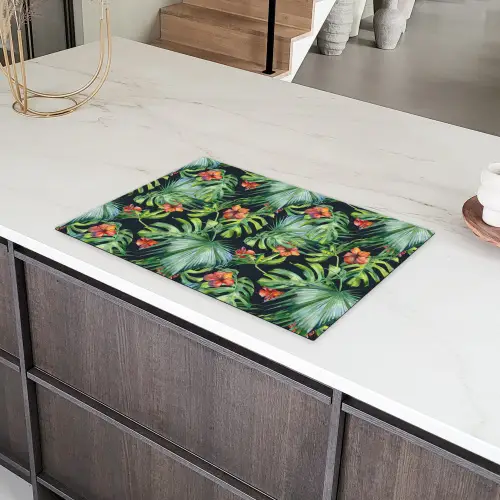 Tropical - Bloemen - Bladeren - Jungle Inductie beschermer vinyl 3mm klein -sfeer8