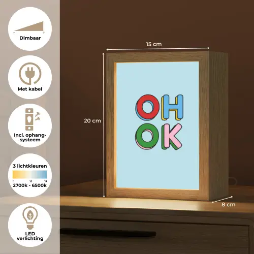 Oh ok - Blauw - Kleurrijk Light Box met kabel (Tafellamp) klein -USP_NL