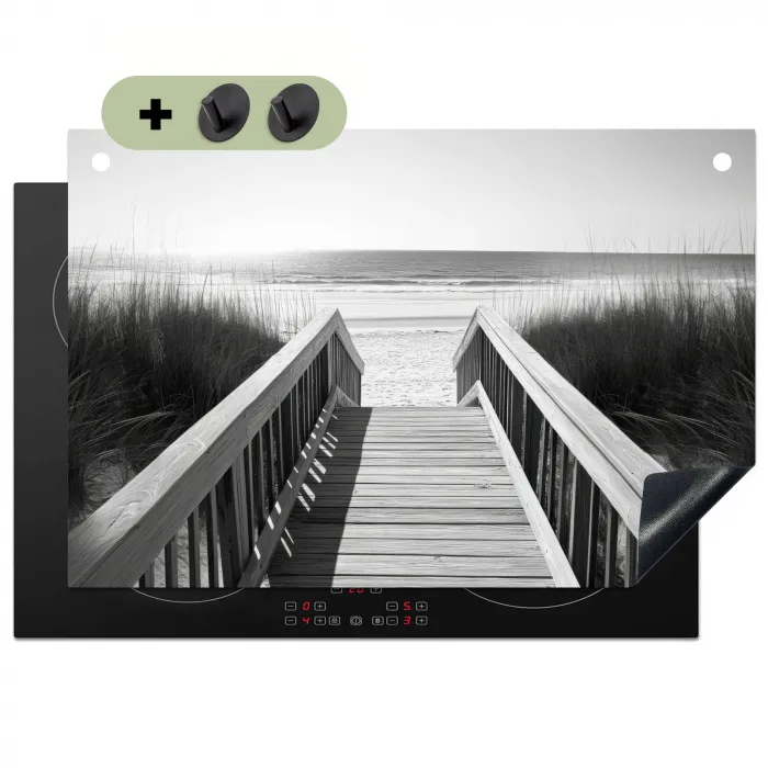 Loopbrug - Hout - Strand - Zee Inductie beschemer met haakjes klein -3d