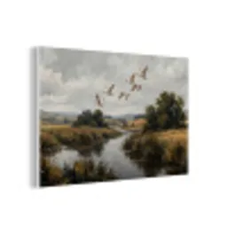Eenden - Rivier - Landschap - Vlucht - Nostalgisch forex 5mm xxl -3d