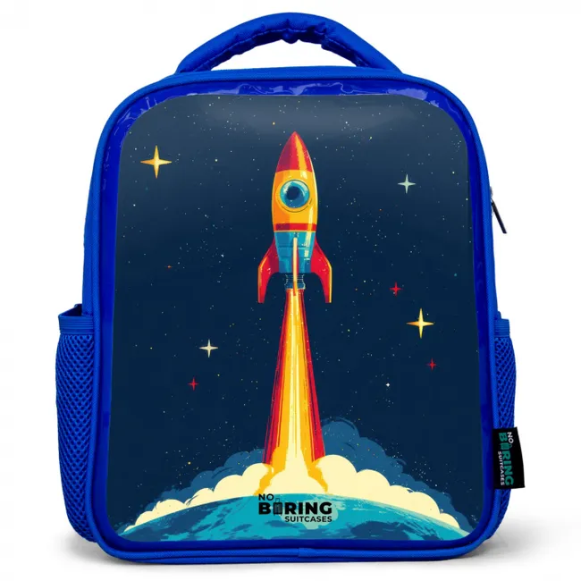 Kids' Backpacks Blue -. Planet - Rocket - Stars - Dark blue