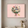 Margrieten - Boeket - Strikje - Roze Textielframe - compleet frame klein -sfeer2