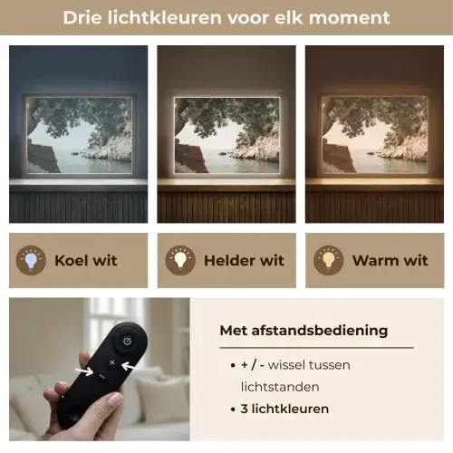 Rotsen - Zee - Boom - Groen Light Box met batterij (Wandlamp) middel -USP_lichtkleurNL