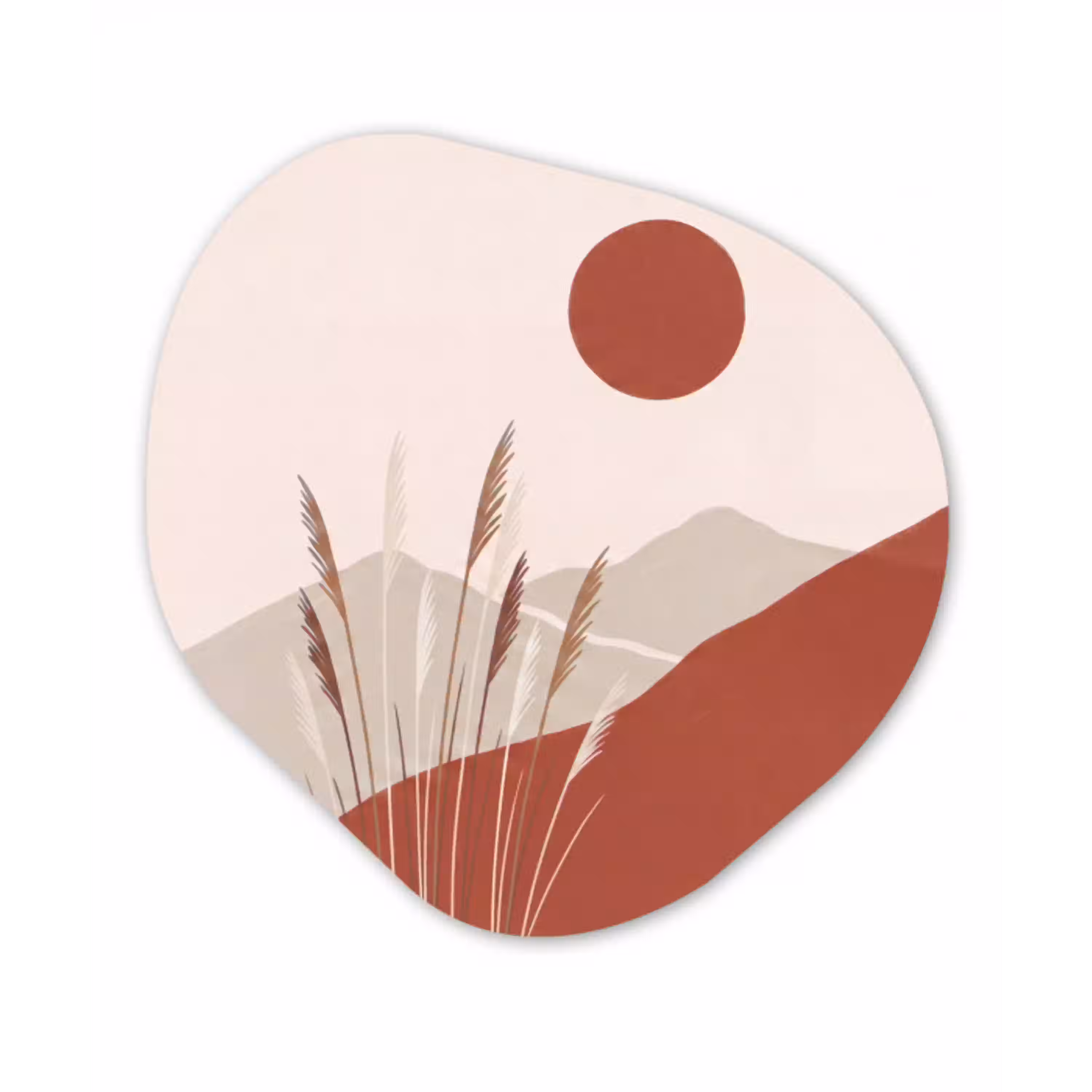 Gras - Landschap - Natuur - Abstract - Beige Wandcirkel Organisch Aluminium middel -3d