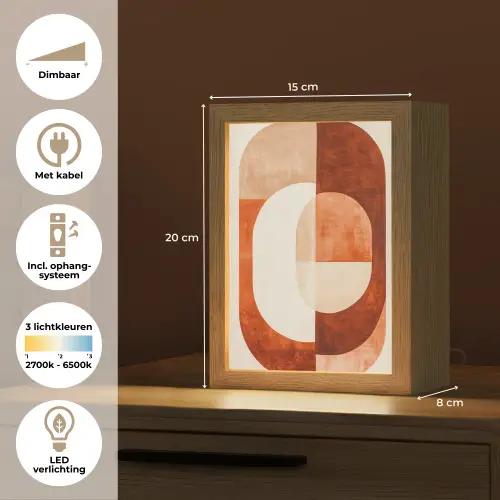 Illustratie - Abstract - Vormen - Rood Light Box met kabel (Tafellamp) klein -USP_NL