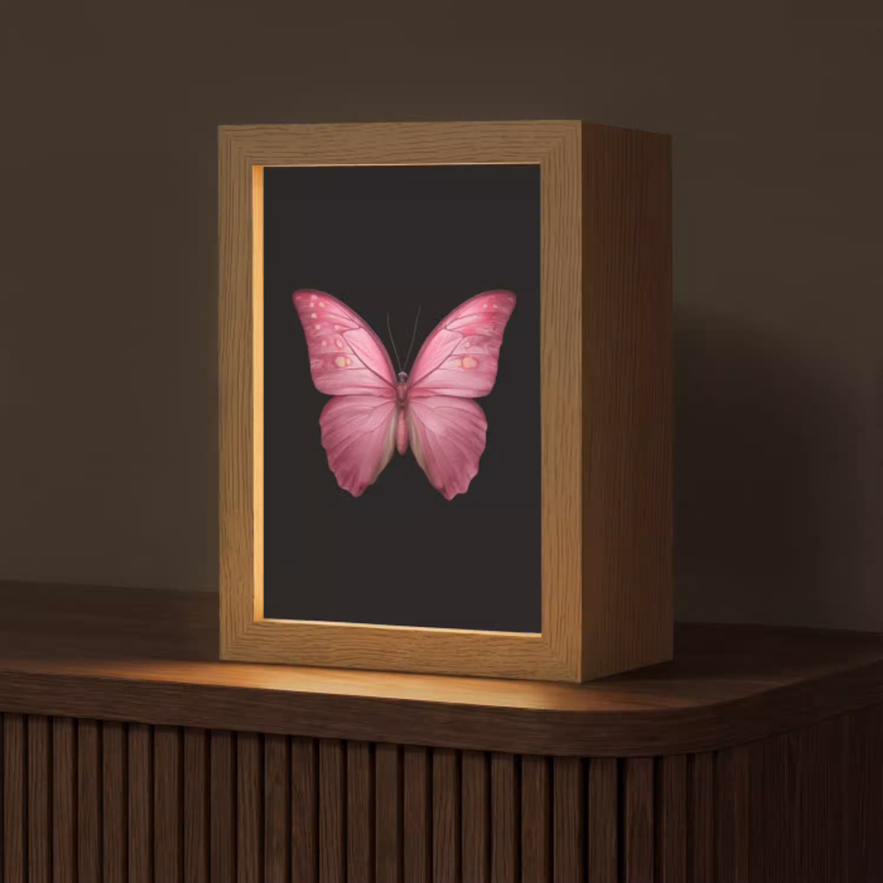 Vlinder - roze - Elegant Light Box met kabel (Tafellamp) klein -z3d_website