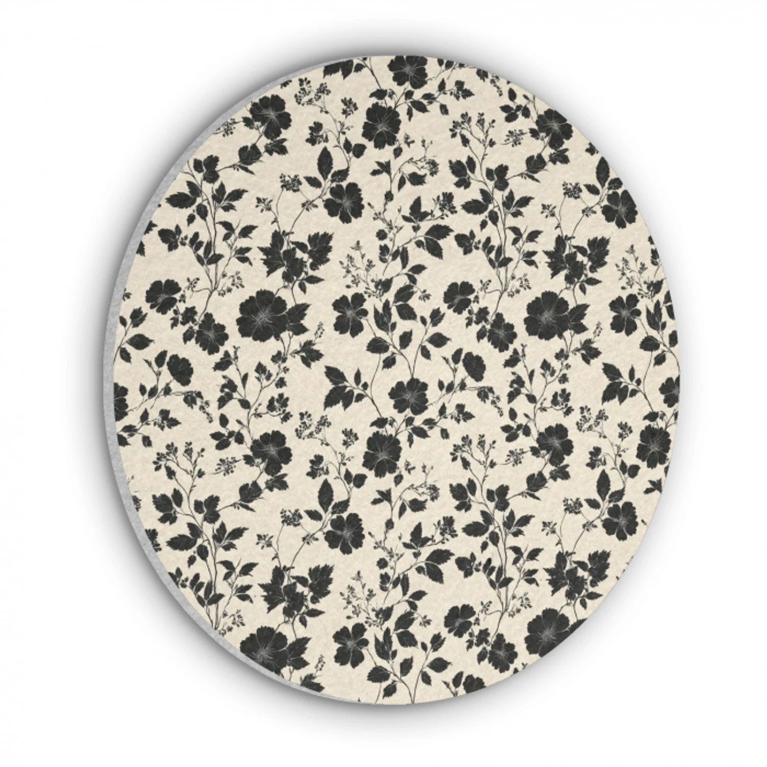 Bloemen - Dessin - Zwart Akoestische PET Vilt - Rond klein 838 -3d