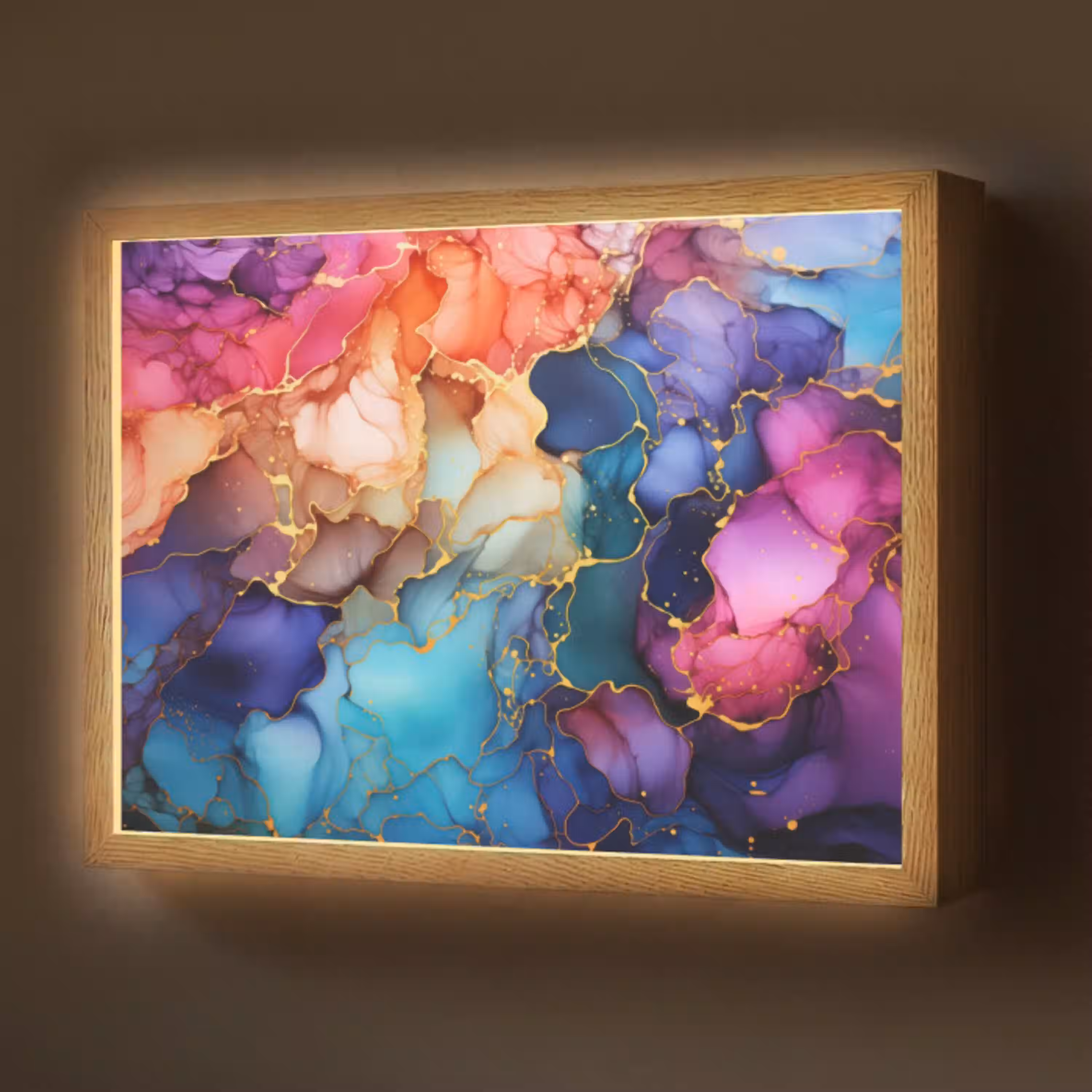 Marmer - Kleurrijk - Kleuren - Abstract Light Box met batterij (Wandlamp) middel -z3d_website