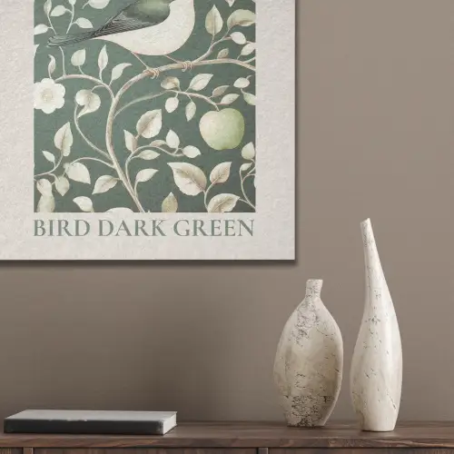 Groen - Vogel  - Bloemen PET vilt klein -sfeer6_closeup