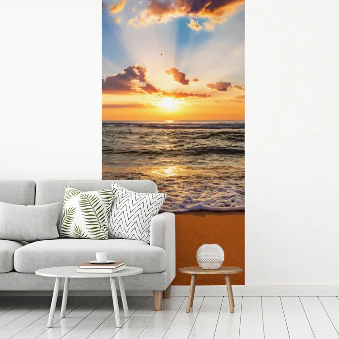 Strand - Zonsondergang - Zee - Wolken - Horizon fotobehang vinyl groot -woonkamer