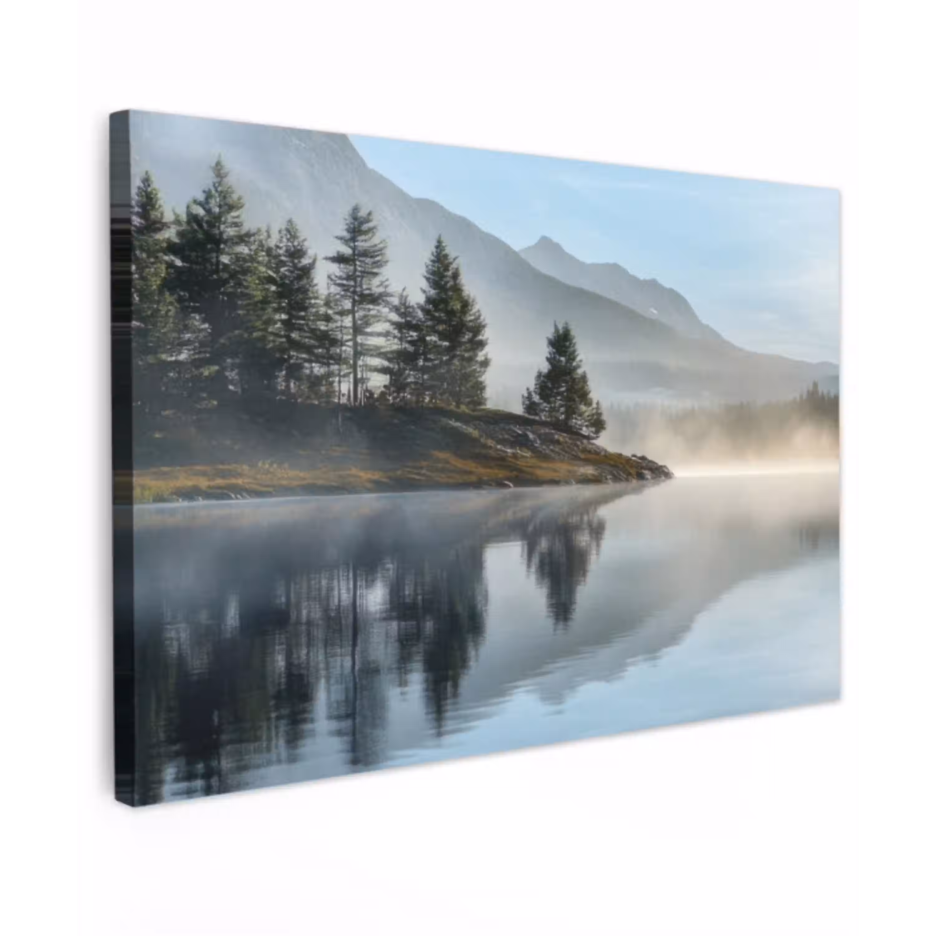 Meer - Mist - Bergen - Landschap canvas 2cm klein -z3d