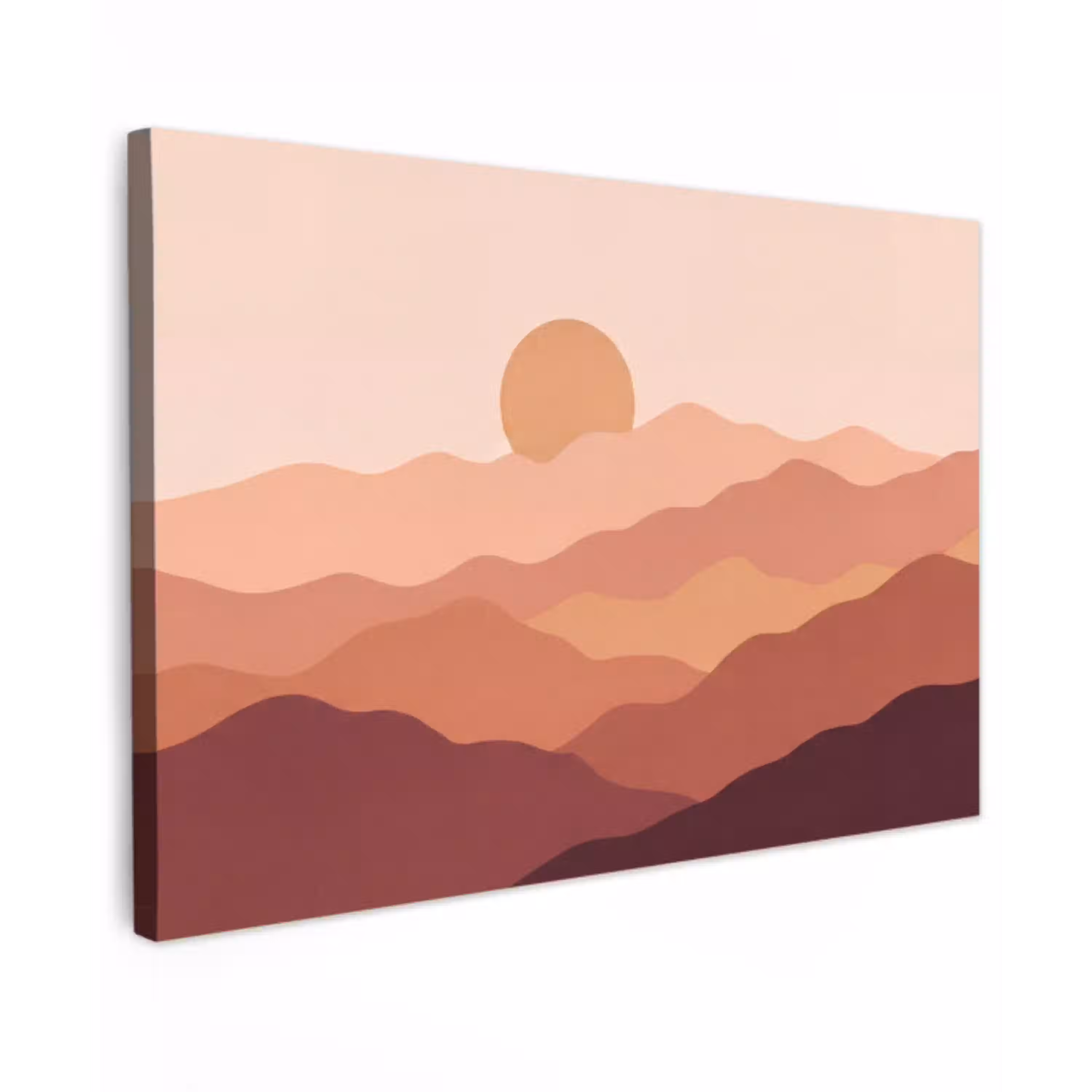 Natuur - Heuvels - Abstract - Modern - Oranje canvas 2cm klein -z3d