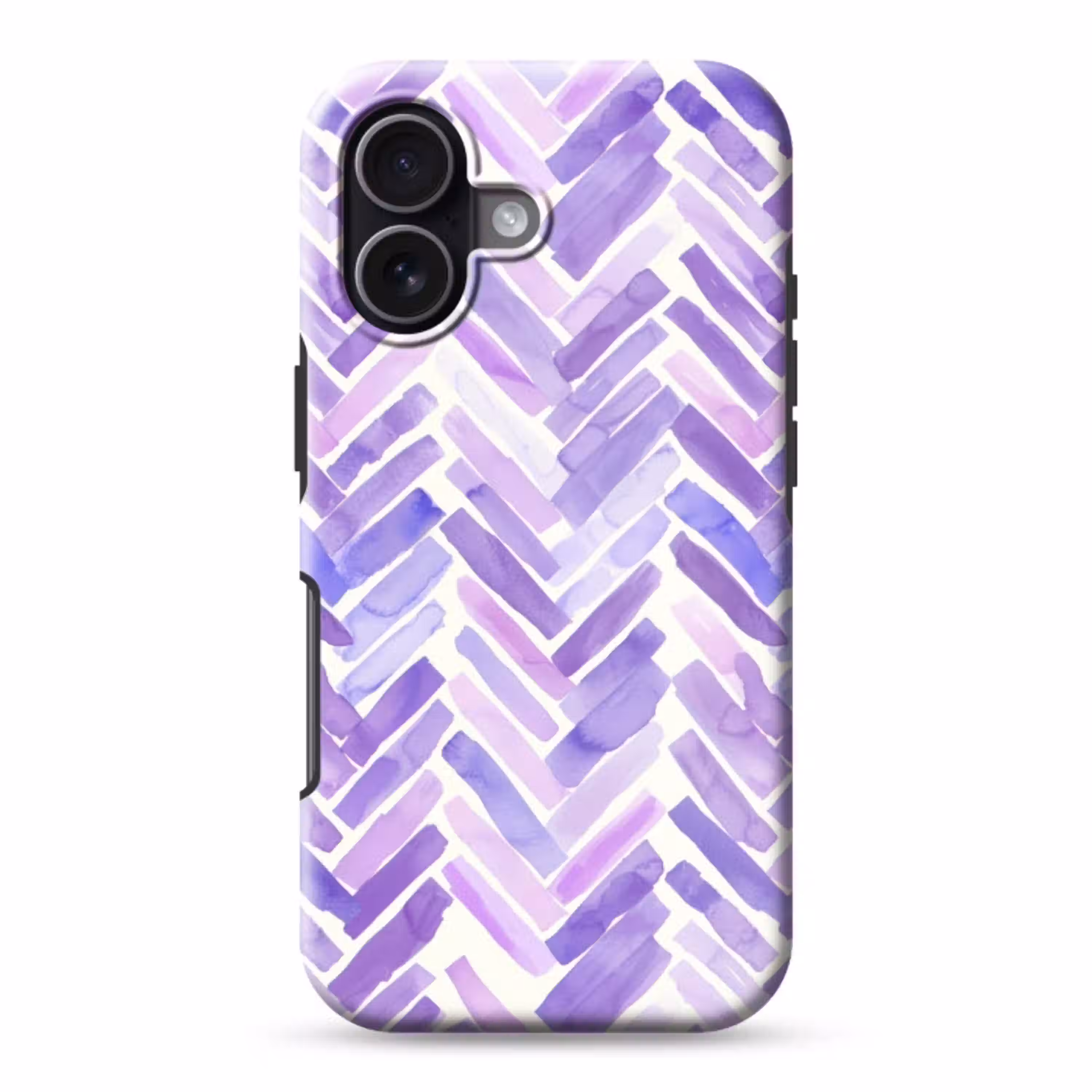 Paars - Visgraat - Aquarel - Penseelstreken - Patroon Toughcase MagSafe Apple iPhone 17 klein 1017 -3d