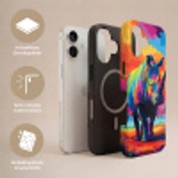 Neushoorn - Zonsondergang - Savanna - Kleurrijk Toughcase MagSafe Apple iPhone 17 klein -USP_Lagen_DE