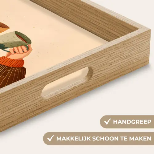 Illustratie - Mokken - Proosten - Bruin Dienblad Rechthoek middel -USP_HandgreepNL