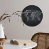 Wereldkaart - Krijt - Zwart - minimalistisch Wandcirkel behangsticker klein -sfeer3