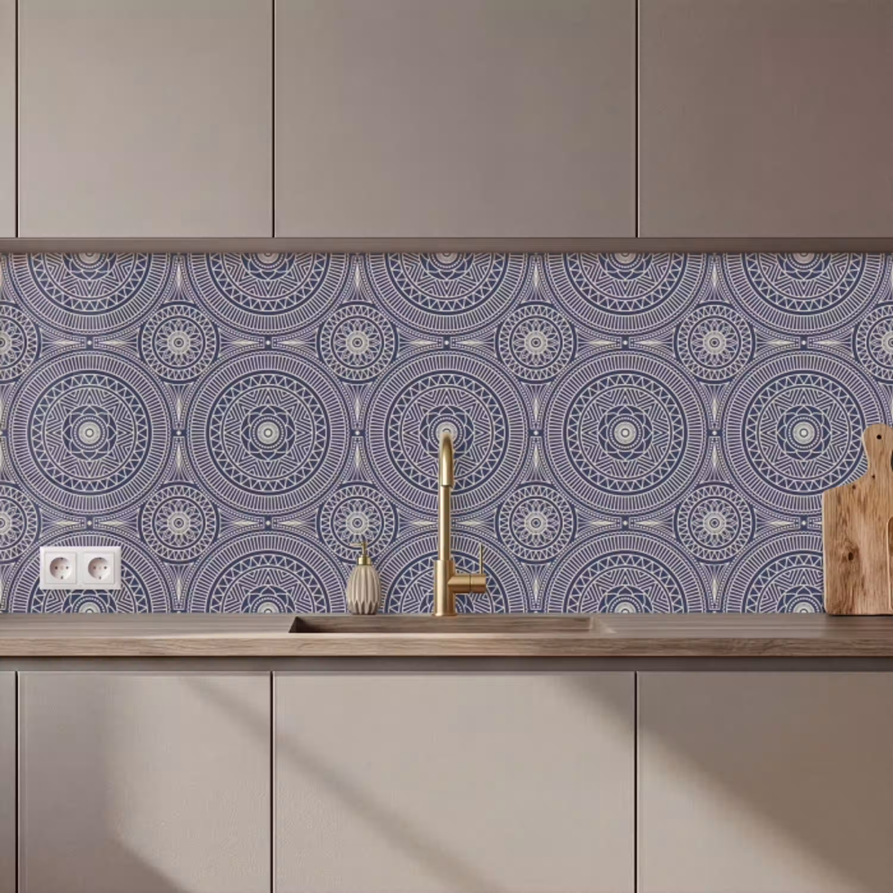 Mandala - Blauw - Patroon - Abstract keuken achterwand 2 middel 871 zz_3dshopping