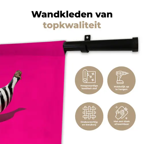 Banaan - Zebraprint - Roze Wandkleed katoen klein -sfeer2