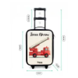 Brandweerwagen - Getekend - Rood Kinderkoffer - Zwart klein -productfoto_formaten